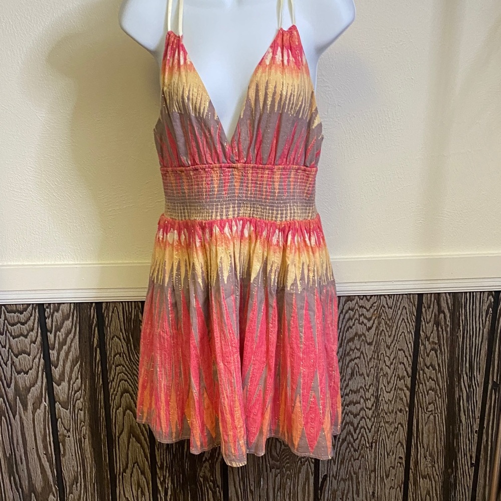 Free People Pink and Orange Mini Dress